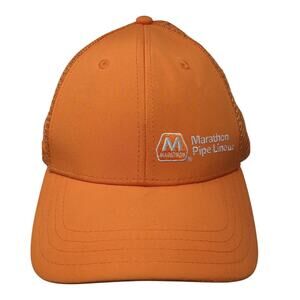 Marathon Pipe Line Snapback trucker Hat Orange OS Adjustable Mesh Back Pukka